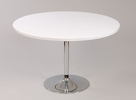 Becks Large White Round Table Table Chrome 100Cm Or 120Cm - 120