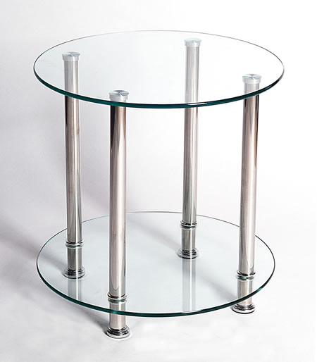 Bentin Clear Glass Lamp Table - Chrome Frame Stylish H