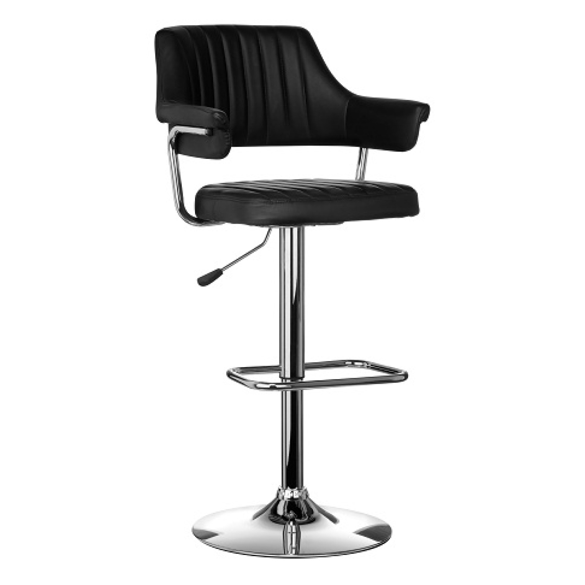 Bernard Adjustable Black Bar Stool Chrome Base