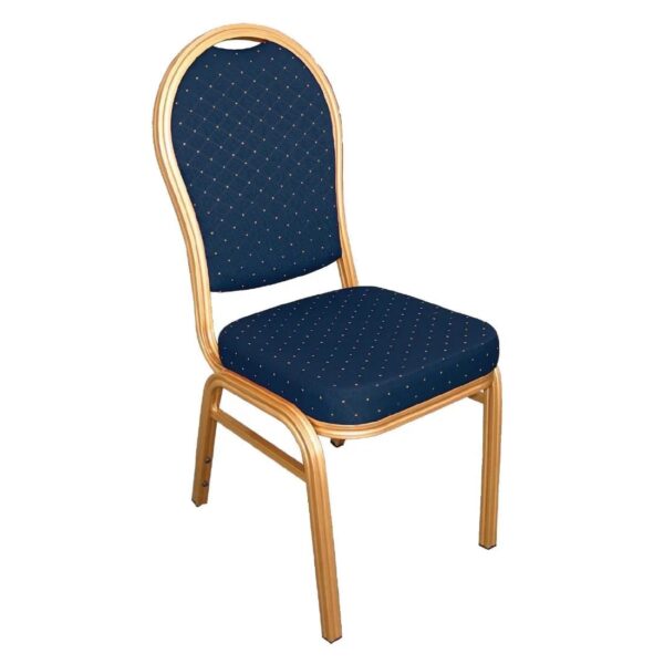 Brelone Set Of 4 Rounded Chairs Blue Gold Frame