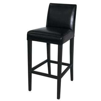 Tania Bar Stool - Pair Of Wood Frame Black Faux Leather