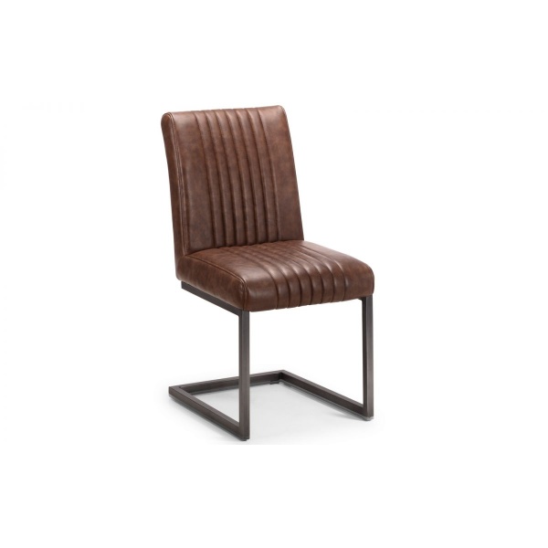 Orleans Chair - Brown Faux Leather & Square Gunmetal