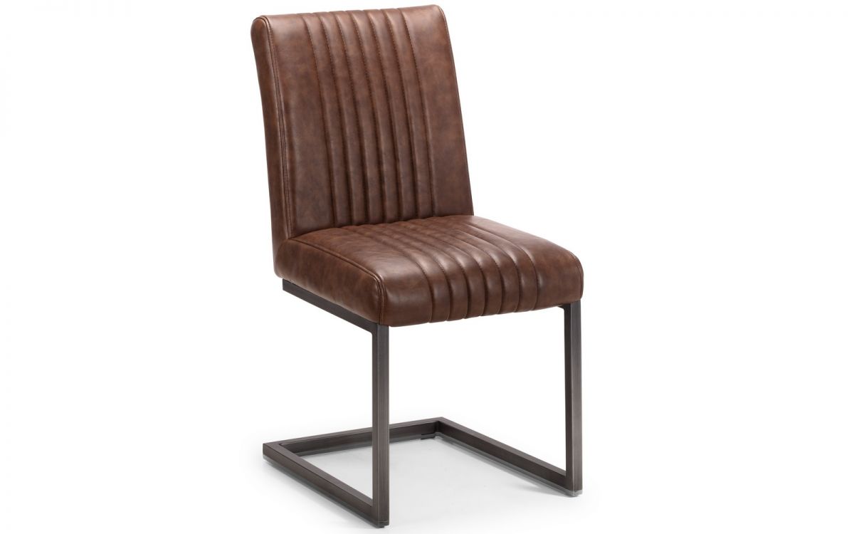 Orleans Chair - Brown Faux Leather & Square Gunmetal