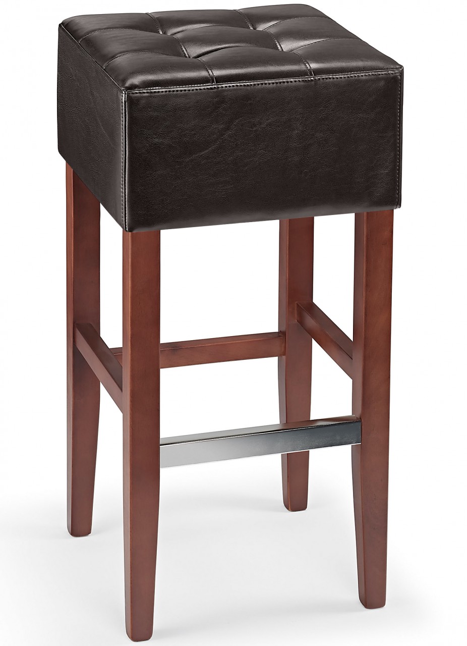 Primo Bar Stool Brown Real Bonded Leather Walnut Frame