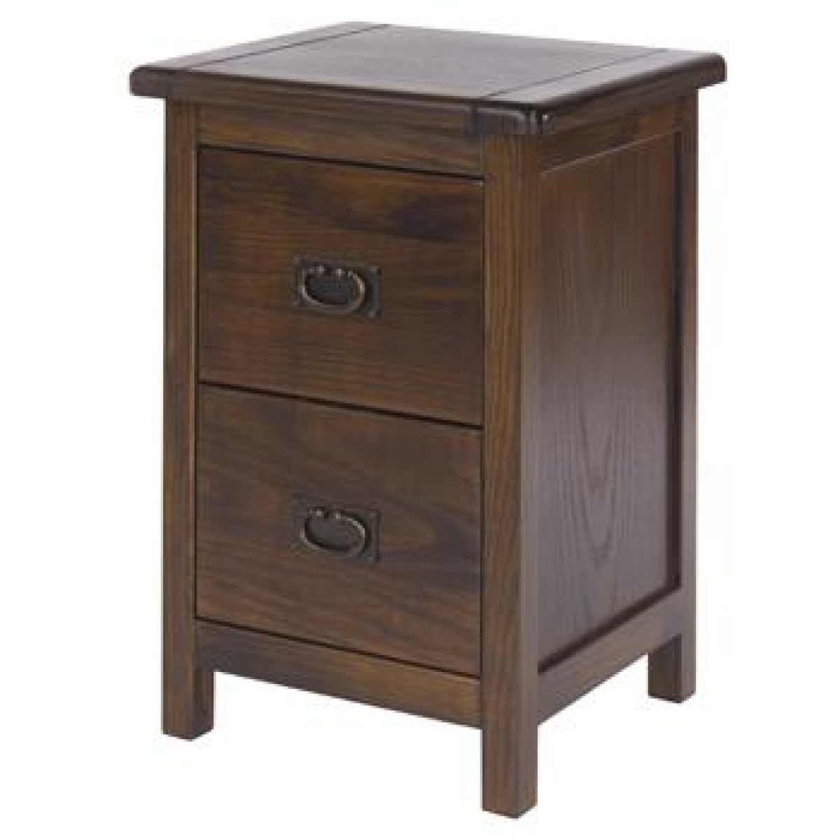 Bozz 2 Drawers Petite Bedside Cabinet Antique Wood Bedroom Dark Brown.