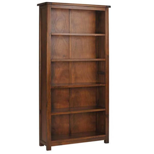 Bozz Antique Wood Tall Bookcase 5 Shelves - Dark Wood.