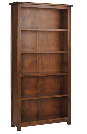 Bozz Antique Wood Tall Bookcase 5 Shelves - Dark Wood.