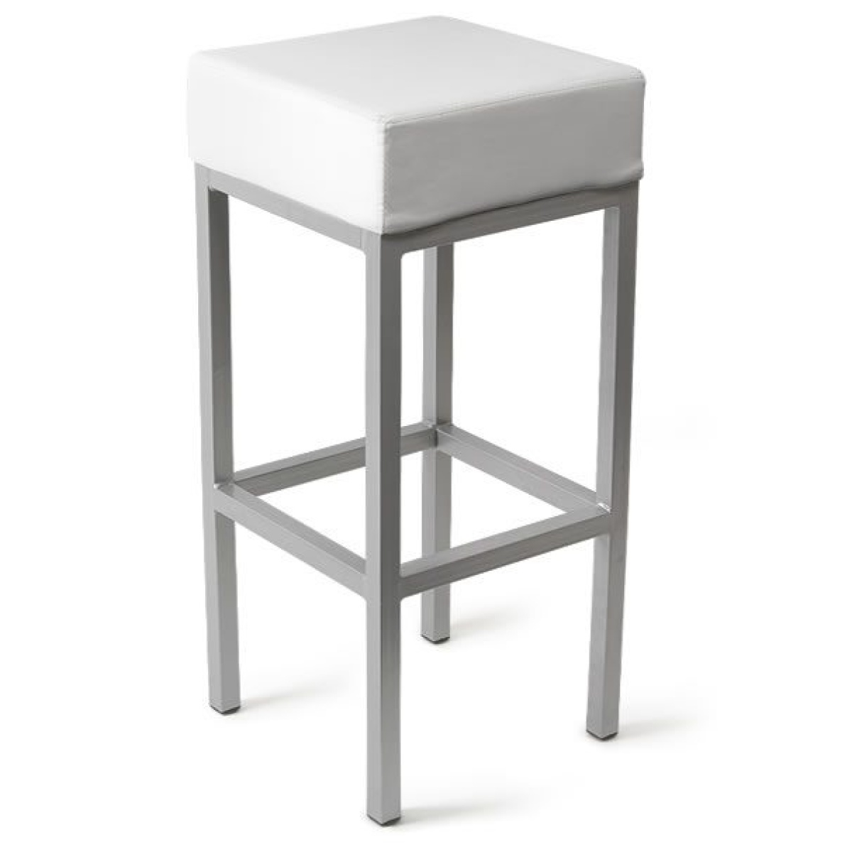 Caby Square Bar Stool White Fixed Height