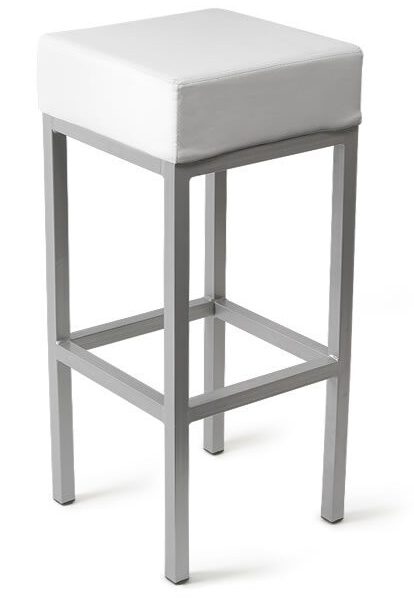 Caby Square Bar Stool White Fixed Height