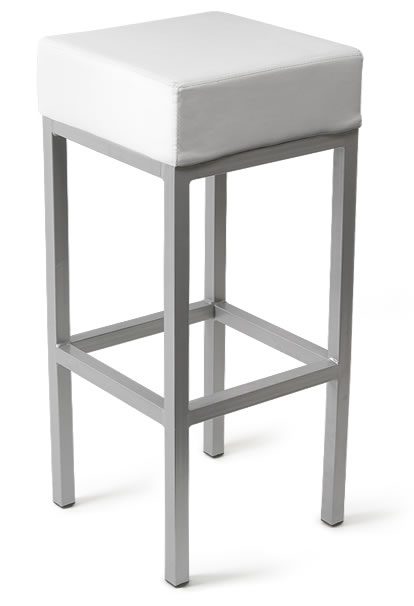 Caby Square Bar Stool White Fixed Height
