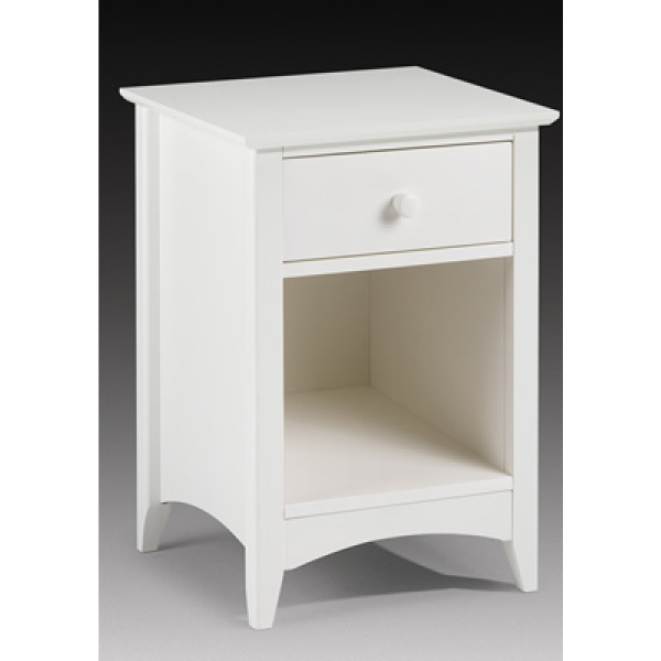 Treck White Stone Bedside Table - 1 Drawer