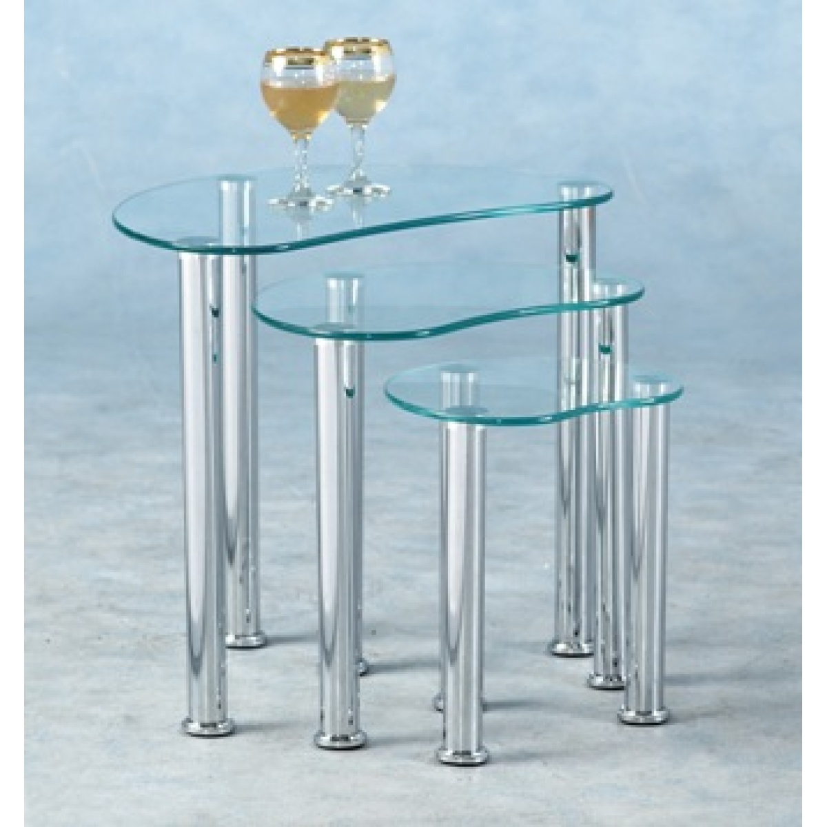 Gary Glass Nest Of Tables - Clear Or Black 3 Tables - Glass