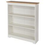 Kolo Low Wide Bookcase Adjustable Shelves Off Cream Oak.