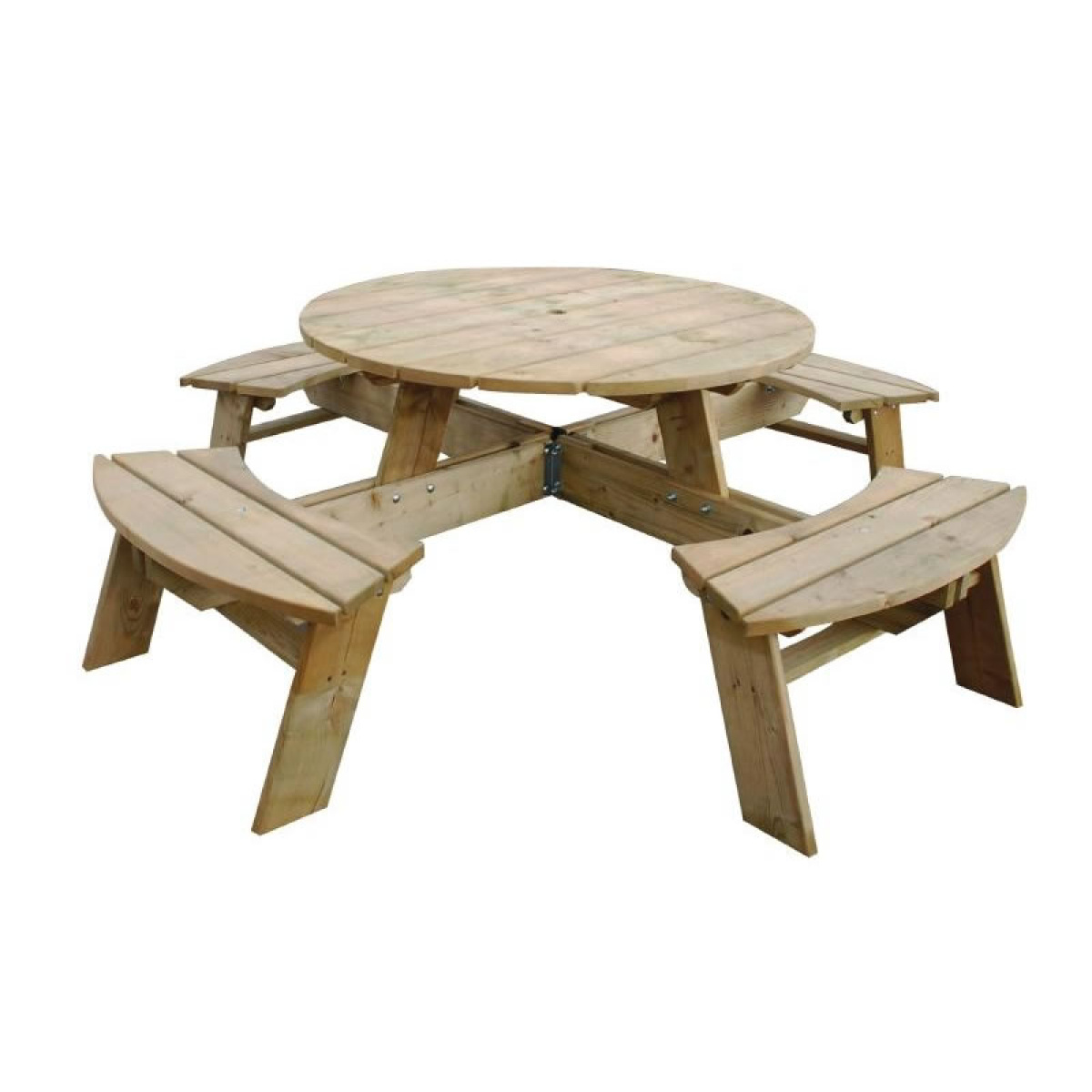 Raysoni Large Round 8 Seater Picnic Bench Wooden Garden Outdoor Use