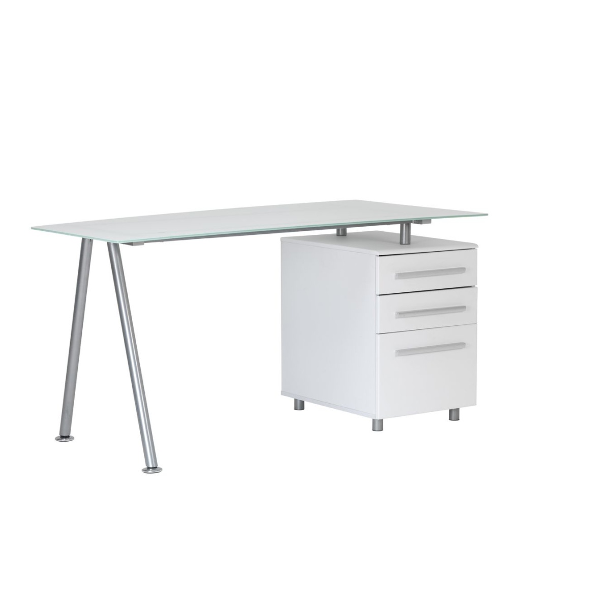 Ohio Frosted White Glass Computer Office Desk Drawers