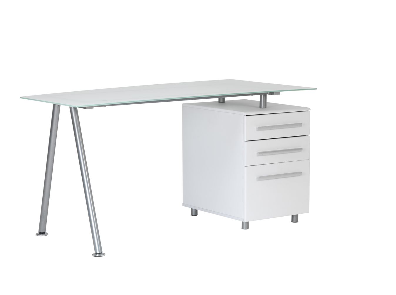 Ohio Frosted White Glass Computer Office Desk Drawers