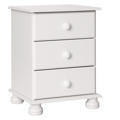 Tracy Dan Made 3 Drawer Bedside Table - Solid White MDF