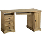 Melkino Distressed Wax Pine Corner Computer Desk