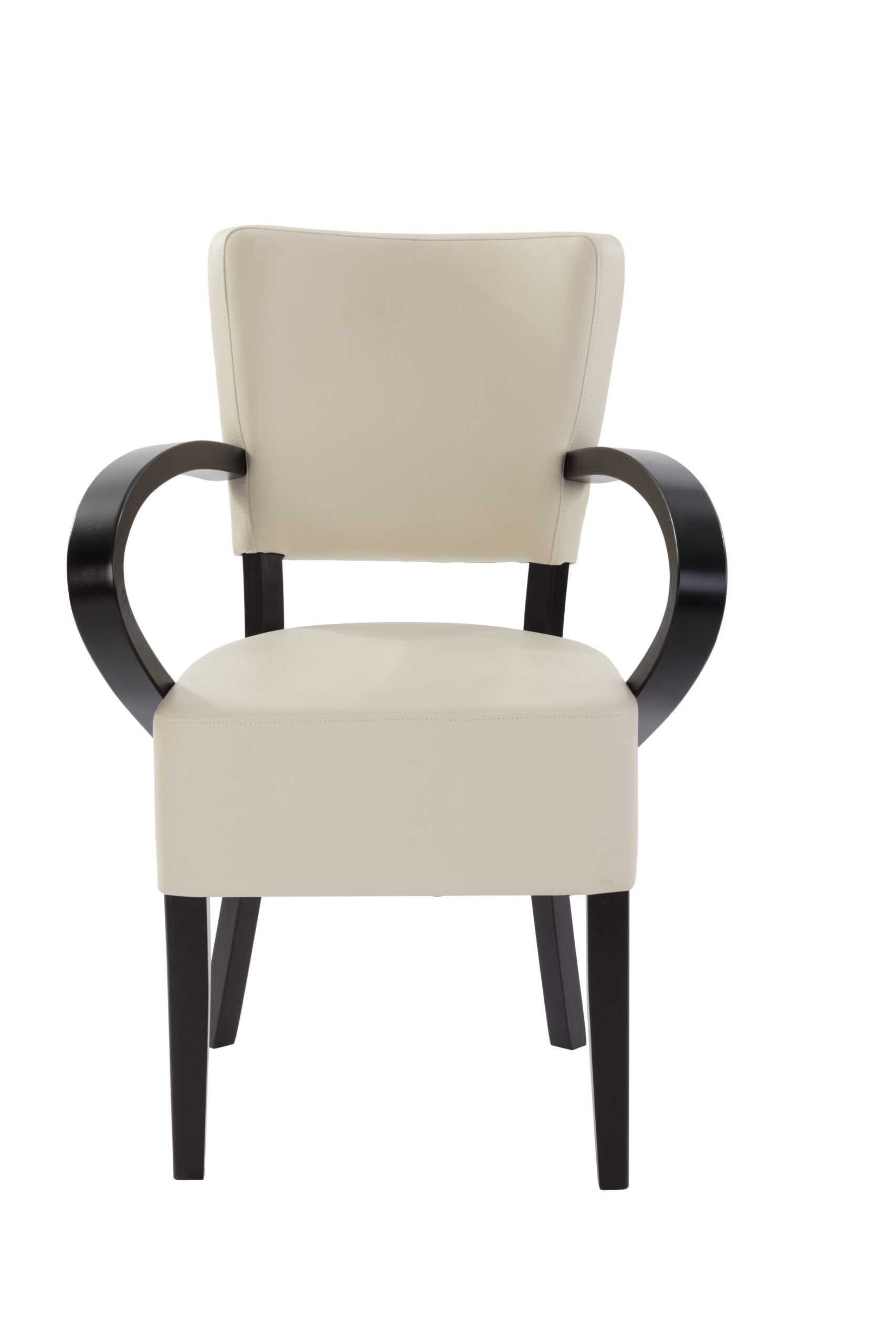 Dorit Solid Beech Arm Chair Faux Leather Cream