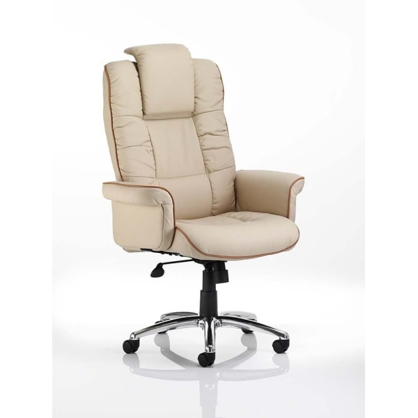 Chel Leather Adjustable Office Chair - Cream