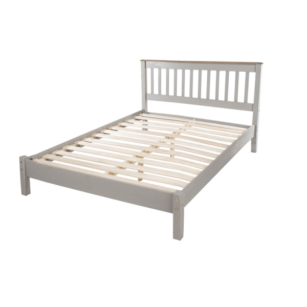 Coson Grey Pine Double 4Ft 6 Bed Low End Bedstead