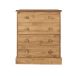 Antique Wax 4 Drawer Wood Chest of Drawers - Country Style Bedroom Furniture