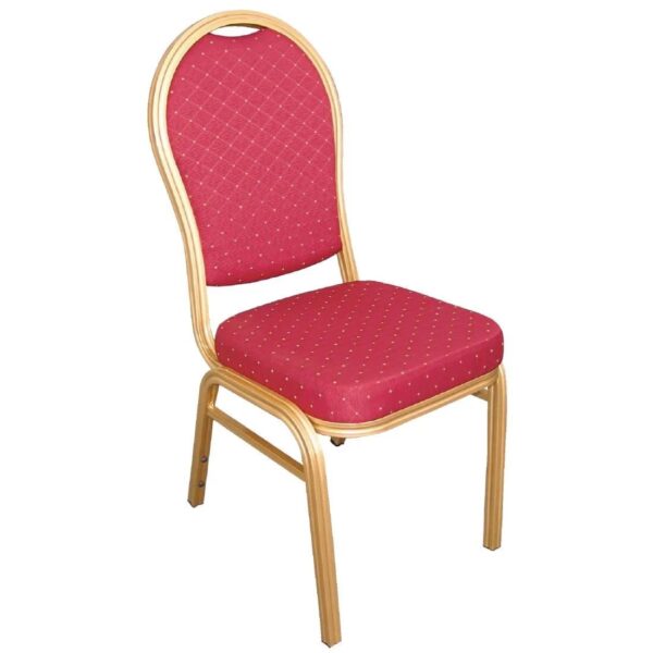 Brelone Set Of 4 Rounded Chairs Red Gold Frame