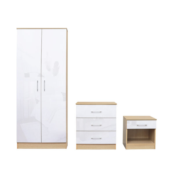 Darcy Bedroom Set White - Cupboard Cabinet Bedside Table
