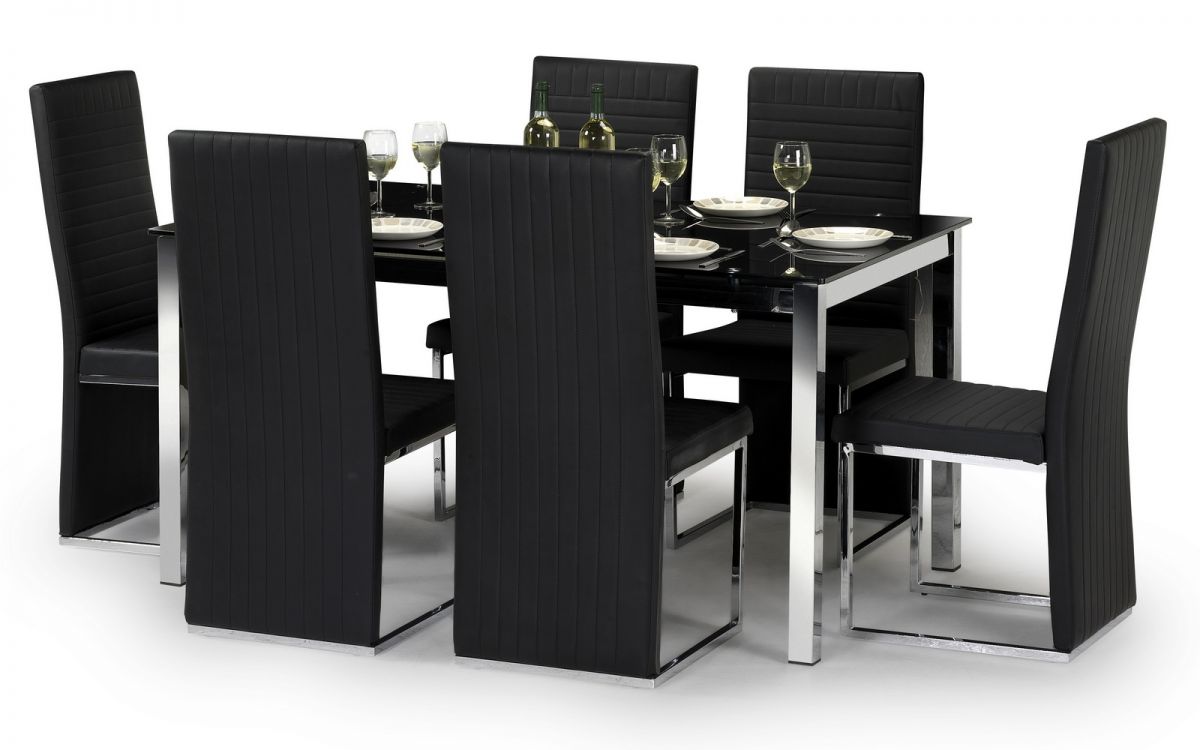 Tompone Black Glass Table Set Black Chairs
