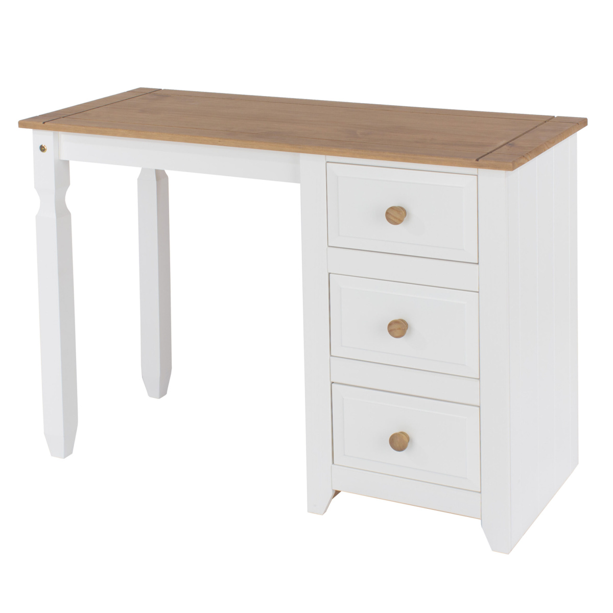 Shelton Pine And White Single Pedestal Dressing Table