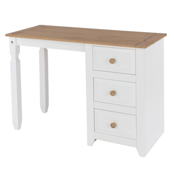 Shelton Pine And White Single Pedestal Dressing Table