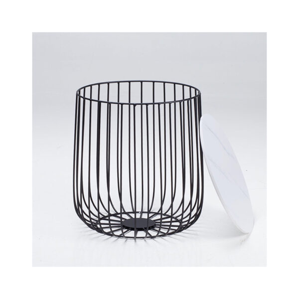 Eventa Small Cage Table Black Frame- Imitation Marble Top.