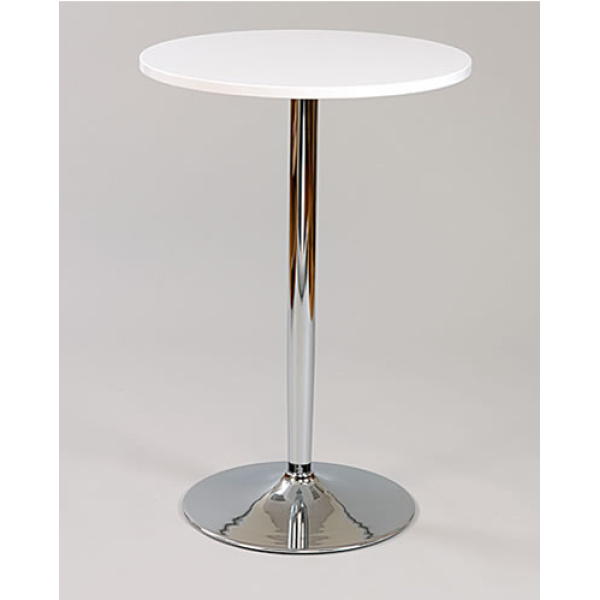 Farley White Poseur Shiny Chrome Frame Round Table Top - 80 cm