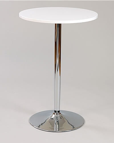 Farley White Poseur Shiny Chrome Frame Round Table Top - 80 cm