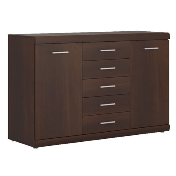 Avison 2 Door 5 Drawer Sideboard In Dark Mahogany Melamine.