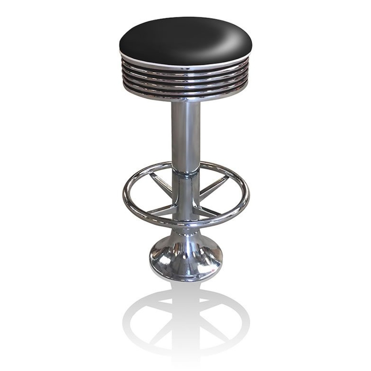 Arizona Fixed Floor Barstool Footring Fifties Bar Stool - Black.