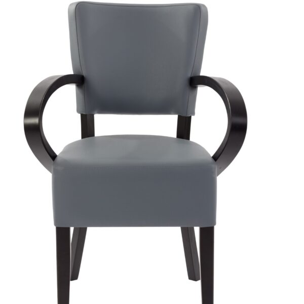 Dorit Solid Beech Arm Chair Faux Leather Grey