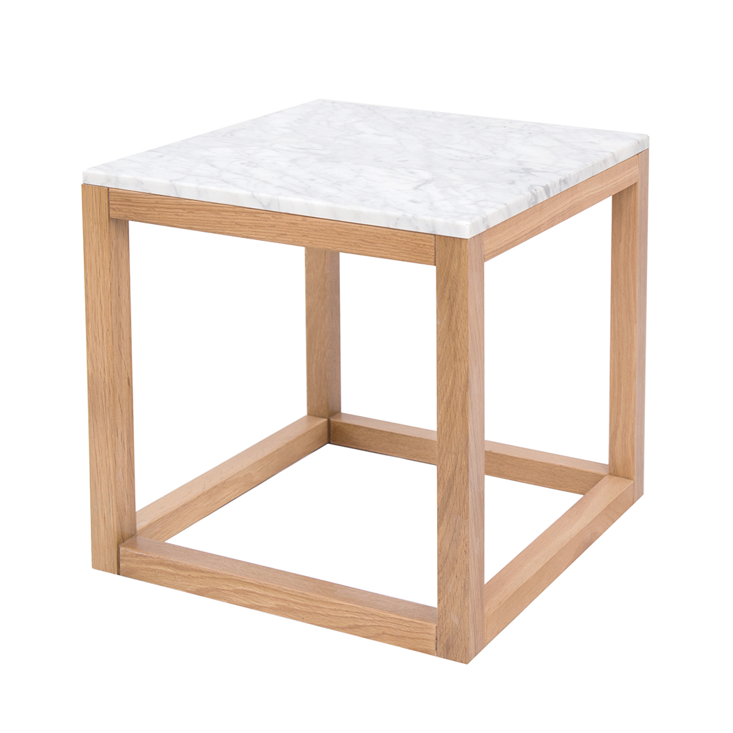 Harly End Table Oak-White Marble Top