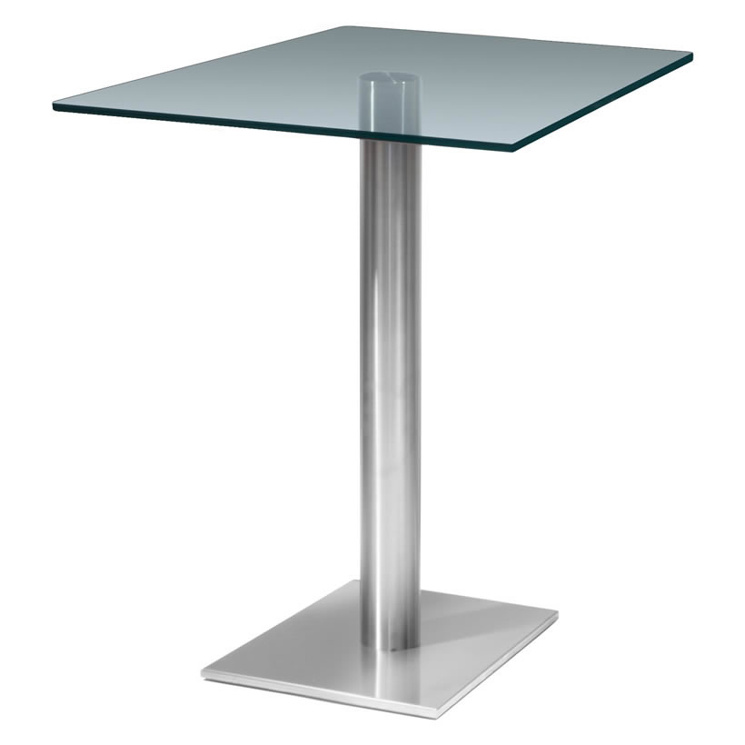Helsone Square Clear Glass Table - Stainless Steel