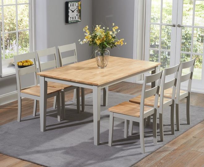 Chester 150cm Oak & Grey Dining Table With 4 Dining Chairs