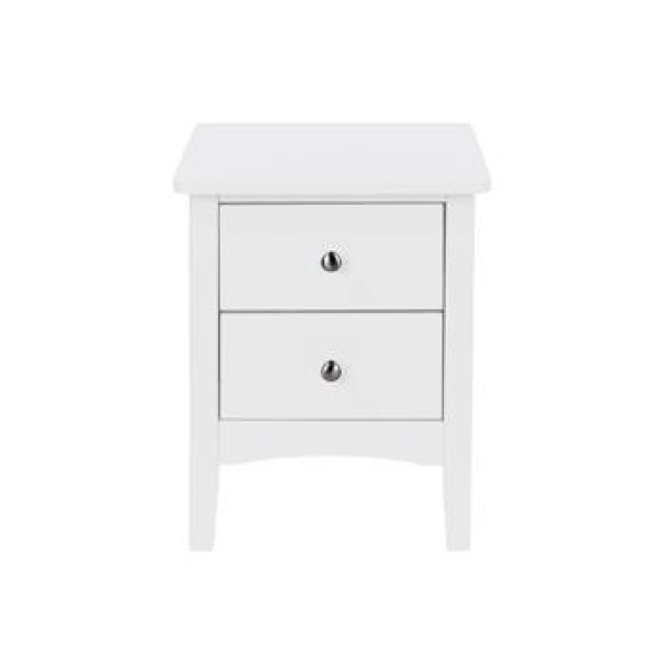 Qwelbe 2 Petite Drawer Bedside Cabinet - White