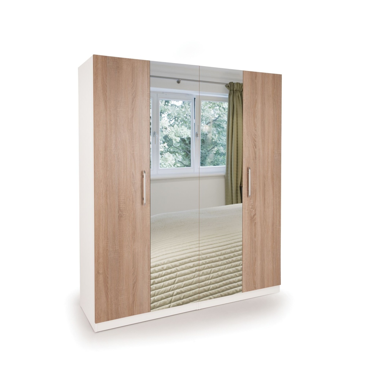 Eitan Wardrobe - Oak Doors 4 Doors