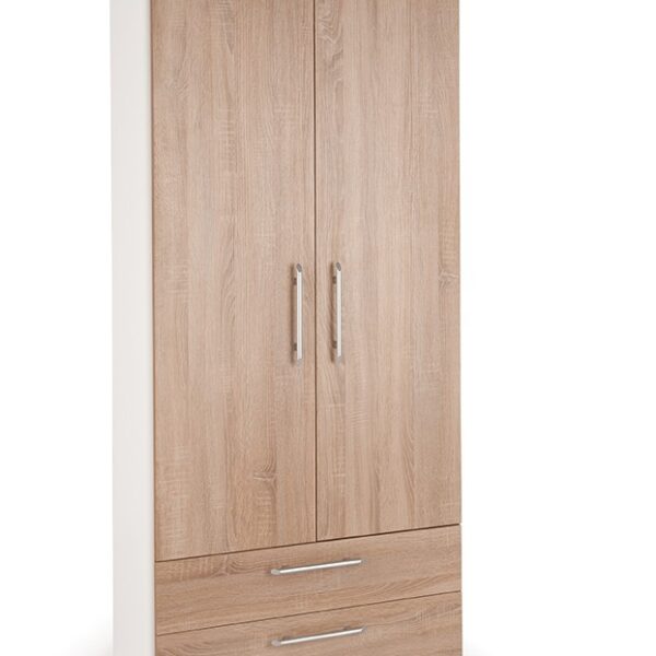 Eitan Bedroom Combi Wardrobe - Oak Doors Drawers White Or Oak Frame
