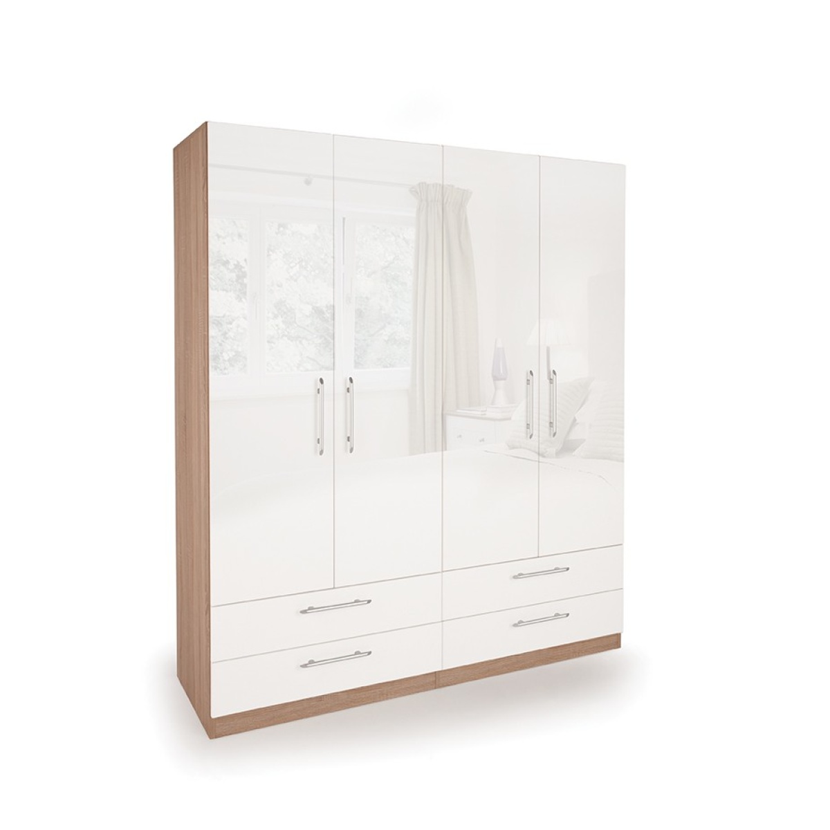 Corisal Gloss Bedroom Double Combi Wardrobe White Doors