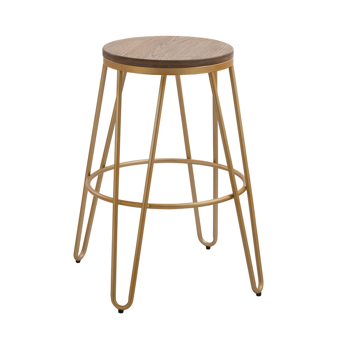 Nora Wood Gold Effect Hairpin Legs Bar Stool