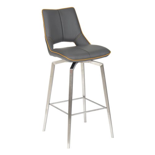 Mackerel Leather Effect Graphite Grey Bar Chair