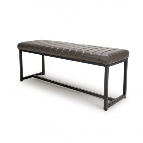 Bancher Leather Effect Grey Bench