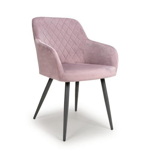 2x Harina Brushed Velvet Dusky Pink Dining Chair.