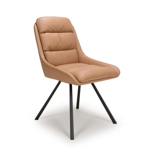 2x Haermen Swivel Leather Effect Tan Dining Chair