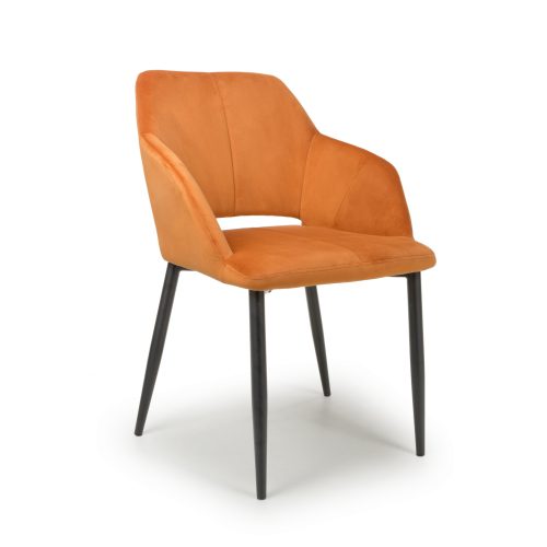 2x Yero Brushed Velvet Burnt Orange Dining Chair.